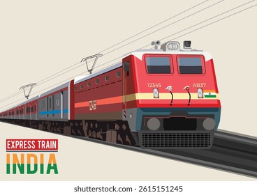 Illustration of Vintage Indian Express Train