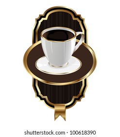 Illustration vintage label for packing coffee, isolated on white background - vector