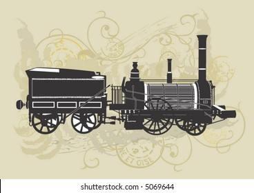 Illustration of a vintage locomotive