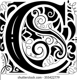 Illustration of a Vintage Monogram Featuring the Letter C