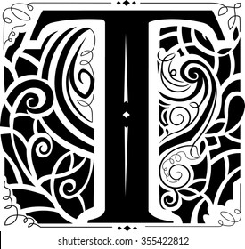 Illustration of a Vintage Monogram Featuring the Letter T