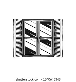 Illustration of a vintage open window