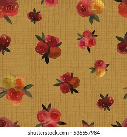 illustration of a vintage pattern with watercolor flowers