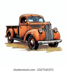 Illustration of vintage pickup truck.