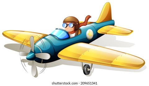 Illustration of a vintage plane flying on a white background