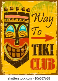 illustration of vintage poster for way to tiki club