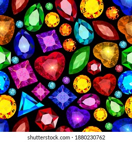 Illustration of vintage seamless pattern with gems
