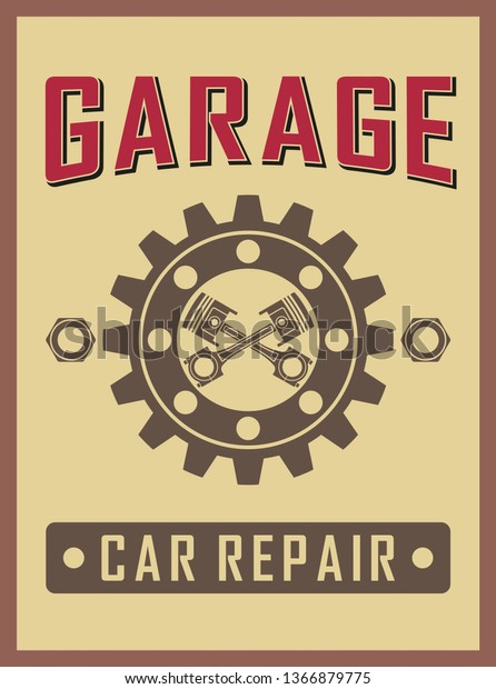 Illustration in vintage style advertising car\
repair service