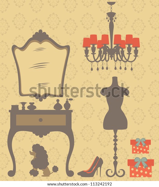 Illustration Vintage Style Dressing Room Stock Vector Royalty Free