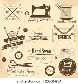 Illustration Of Vintage Style Sewing And Tailor Label
