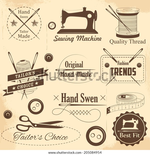 Illustration Vintage Style Sewing Tailor Label Stock Vector (Royalty ...