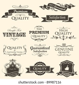 illustration of vintage styled high quality and satisfaction guarantee label