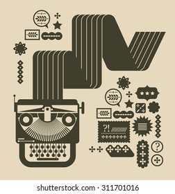 Illustration of vintage typewriter.