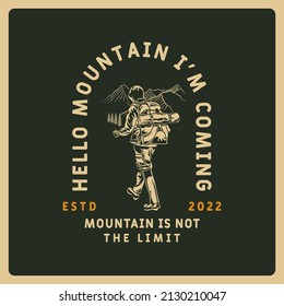 Illustration of vintage vector climb to the mountain, perfect for tshirt design