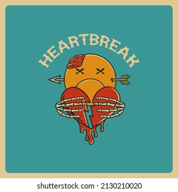 Illustration of vintage vector heartbreak emoticon , perfect for tshirt design