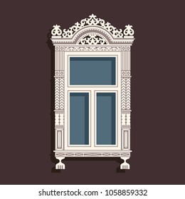 Illustration with vintage wooden window. Can be used for cards, banner, print, etc.