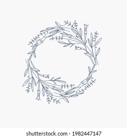 Illustration vintage wreath of flowers