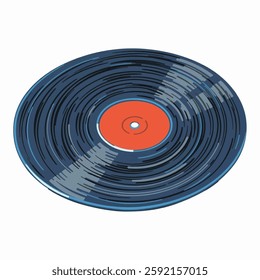 Illustration of Vinyl Record Representing Music Industry Isolated on White Background. Retro Vinyl Disc Illustration, Music Record Album Vector Art