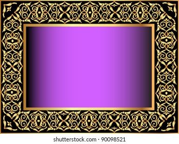 illustration violet background with gold(en) antique pattern