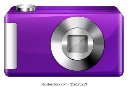 Illustration of a violet digital camera on a white background