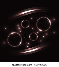 Illustration violet round bubbles with light effects, abstract background - vector