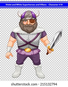 Ilustración de un superhéroe blanco y violeta