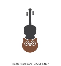 illustration of violin combined with owl, vector art.