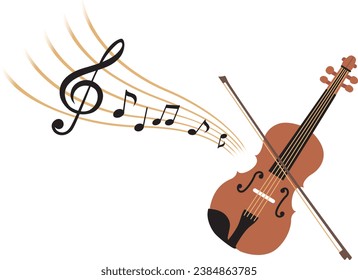 Illustration of a violin playing a song