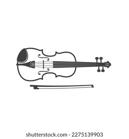 illustration of violin, stringed instrument, vector art.