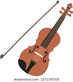 Illustration of violin and strings