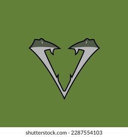 Illustration of viper and letter v combined in one design, perfect for logo. Venom logo. Viper Logo