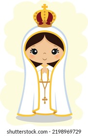 Illustration Of The Virgin Of Fatima, Our Lady Of Fatima, Virgin Mary, For Children, Beautiful