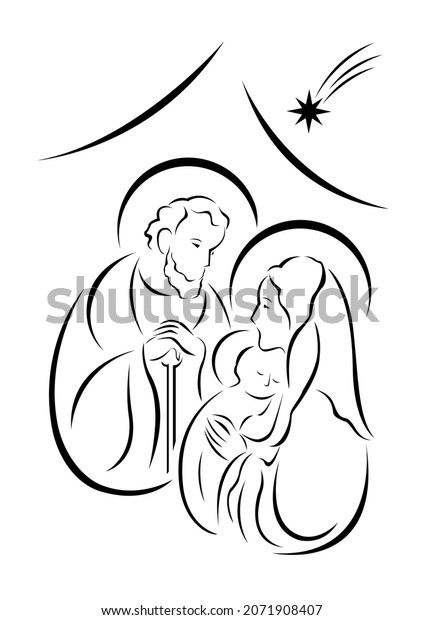 Illustration Virgin Mary Baby Jesus Joseph Stock Vector (Royalty Free ...