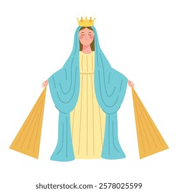 Illustration of the Virgin Mary isolated