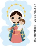 illustration of the virgin of the rosary for children, children, beautiful virgin mary