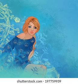 Illustration of Virgo zodiac sign as a beautiful girl 