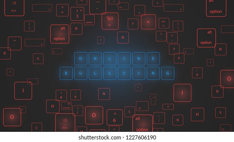 Illustration of virtual  neon keyboard buttons. 