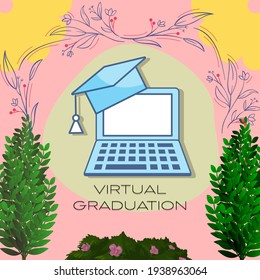 Illustration of virtual student graduation during the coronavirus pandemic