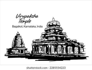 Illustration virupaksha temple pattadakal karnataka india