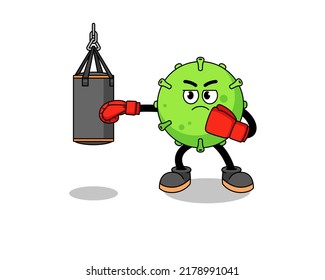 Ilustración del boxer de virus , diseño de caracteres