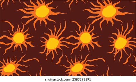 Illustration A Virus Corona (covid-19). Group of viruses that cause respiratory infections. Good abstract pentagonal figure to background. Sunflower alphabet: letters S-Z. Ears of wheat. Seamless.