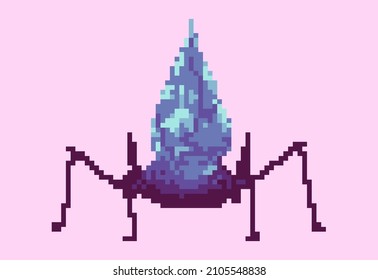 Illustration of virus monster in pixel art style