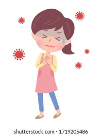 It is an illustration of a virus and a nursery teacher. It's vector art, so it's easy to edit.