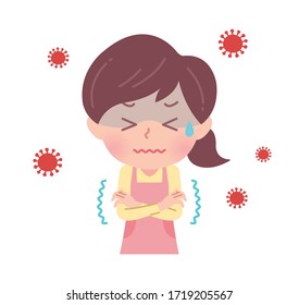 It is an illustration of a virus and a nursery teacher. It's vector art, so it's easy to edit.