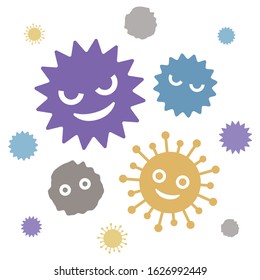 Illustration of virus and pollen.