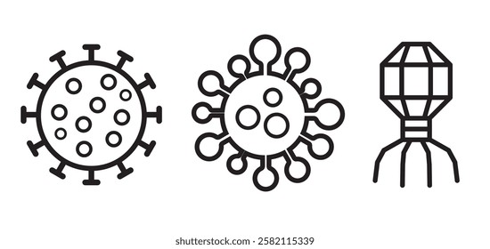illustration of virus three types vector lines