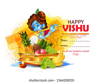 illustration of vishu festival of kerala new year Vishu festival India 