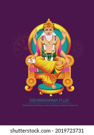 illustration of Vishwakarma puja (Vishwakarma Jayanti) is a day of celebration for Vishwakarma, an architect, and divine engineer of universe