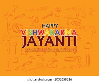 illustration of Vishwakarma puja (Vishwakarma Jayanti) , (Vishwakarma Jayanti Ki Hardik Shubhkamna) Hindi Typography for Background,card,poster,banner design.