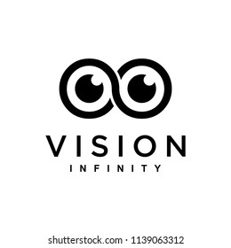Illustration vision with both eyes combined with modern infinity symbol logo design